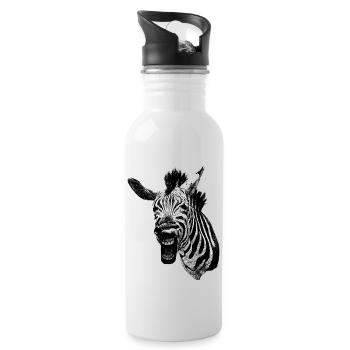 Grumpy Zebra - Water bottle with straw - white - Right