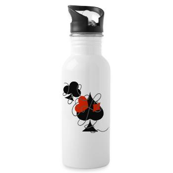 Glück im Spiel … | Spielkarten | Geschenkidee - Trinkflasche mit integriertem Trinkhalm - Weiß - Rechts