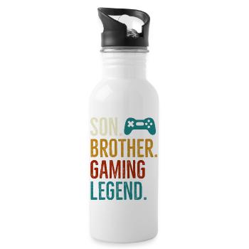 Son Brother Gaming Legende - Trinkflasche mit integriertem Trinkhalm - Weiß - Rechts