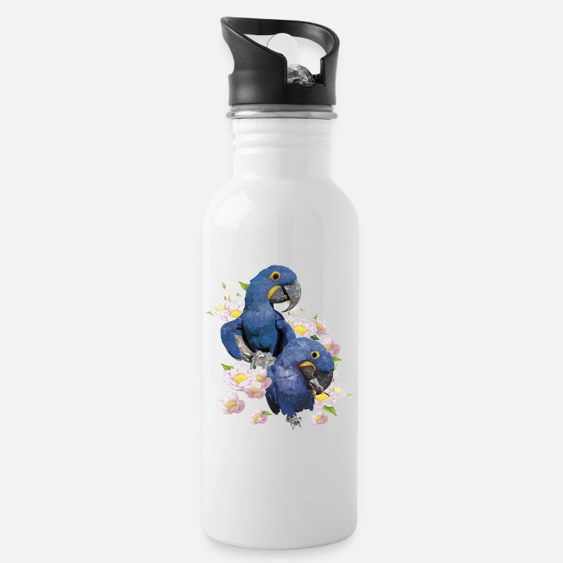 Hyazinth-Ara - Trinkflasche mit integriertem Trinkhalm - Weiß