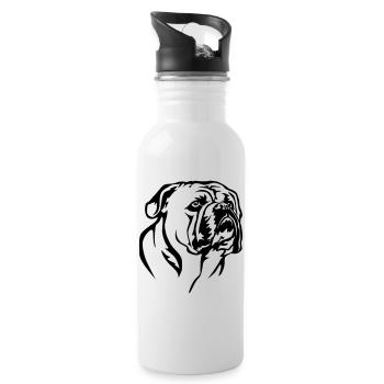Tête de bouledogue continental - Gourde avec paille intégrée - blanc - Droite