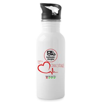Wir lieben Camping - Trinkflasche mit integriertem Trinkhalm - Weiß - Rechts