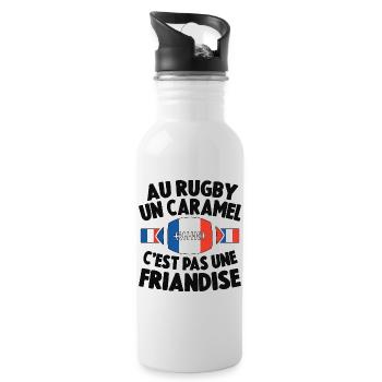Au Rugby Un Caramel C'est Pas Une Friandise - Gourde avec paille intégrée - blanc - Droite