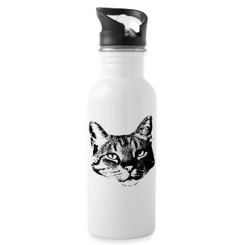Katze Kätzchen Katzenshirt Geschenk - Trinkflasche mit integriertem Trinkhalm - Weiß - Rechts
