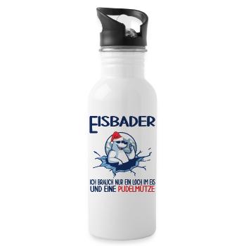 eisbader winterbader pudelmütze eisloch eisbad - Trinkflasche mit integriertem Trinkhalm - Weiß - Rechts