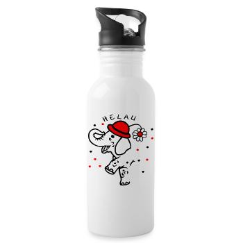 Fasching, Karneval, Konfetti - Trinkflasche mit integriertem Trinkhalm - Weiß - Rechts