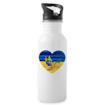 give Peace a chance for Ukraine - Water bottle with straw - white - Right