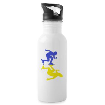 eisläufer shorttrack eisschnelllauf schlittschuh - Trinkflasche mit integriertem Trinkhalm - Weiß - Rechts