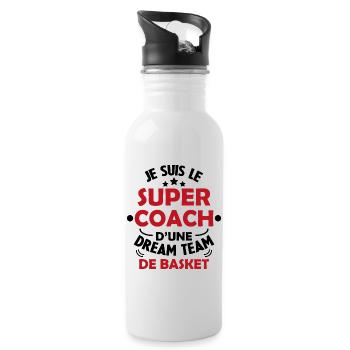 Je Suis Le Super Coach D'une Dream Team De Basket - Gourde avec paille intégrée - blanc - Droite