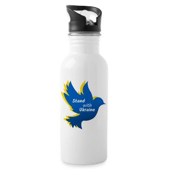 Ukraine Peace Dove - Water bottle with straw - white - Right