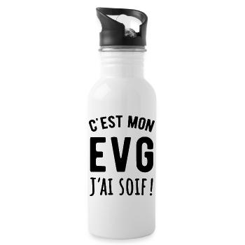EVG enterrement de vie de garçon humour - Gourde avec paille intégrée - blanc - Droite
