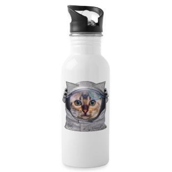 Cat astronaut in space for cat lovers - Water bottle with straw - white - Right