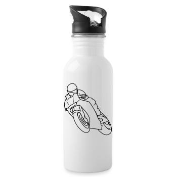 Wheelie à la course de moto - sombre - Gourde avec paille intégrée - blanc - Droite