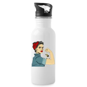 STRONG WOMEN - Water bottle with straw - white - Right