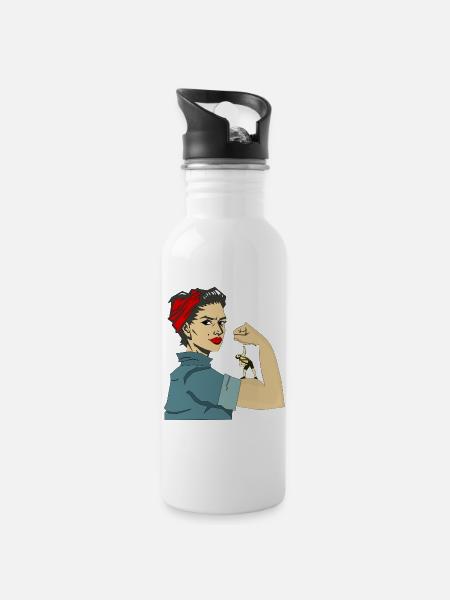 STRONG WOMEN - Water bottle with straw - white