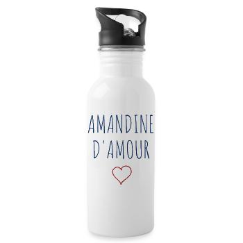 AMANDINE d'amour - COEUR - Gourde avec paille intégrée - blanc - Droite
