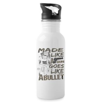 Motorcycle Biker Chopper Custom Bike - Water bottle with straw - white - Right