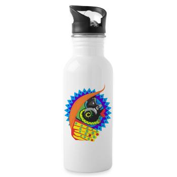 Karneval - Trinkflasche mit integriertem Trinkhalm - Weiß - Rechts