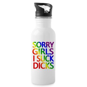 sorry girl i suck dick - Water bottle with straw - white - Right