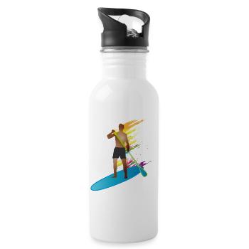 Stand up paddling - Man with paddle board - Water bottle with straw - white - Right