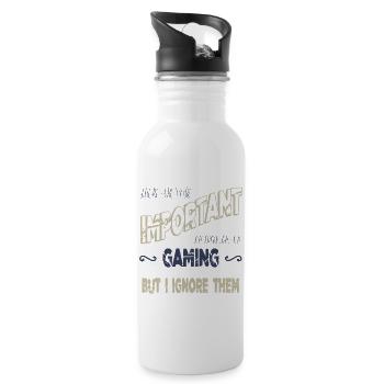 card games gaming don't always play video games - Water bottle with straw - white - Right