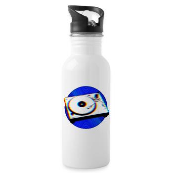 Schallplatte Plattenspieler Musik Retro - Trinkflasche mit integriertem Trinkhalm - Weiß - Rechts