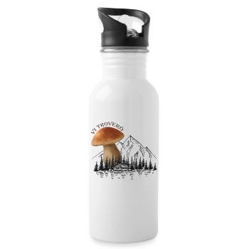 Outfit für Pilzsammler mit Bergen Steinpilz Pilz - Trinkflasche mit integriertem Trinkhalm - Weiß - Rechts