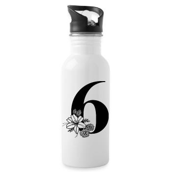 Zahl 6 - Trinkflasche mit integriertem Trinkhalm - Weiß - Rechts