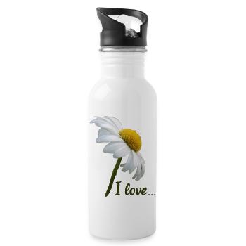 Marguerites J’adore la marguerite à fleurs blanches - Gourde avec paille intégrée - blanc - Droite