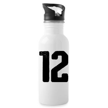 12 Zahl Trikot - Trinkflasche mit integriertem Trinkhalm - Weiß - Rechts