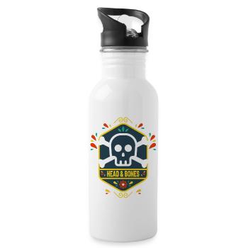 Head and bones flower - Water bottle with straw - white - Right