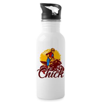 Anime Biker Biker Motorcycle Motorcyclist Chick - Water bottle with straw - white - Right