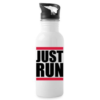 Just Run Balken Logo - Trinkflasche mit integriertem Trinkhalm - Weiß - Rechts