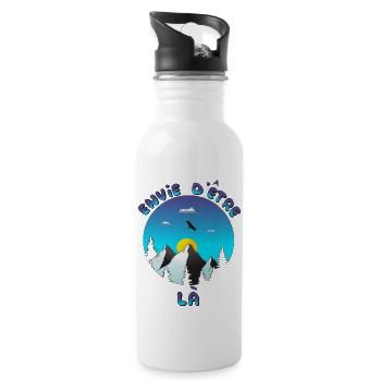 envie d'être là - montagne sapins version 2 - Gourde avec paille intégrée - blanc - Droite