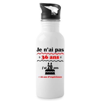 Je n'ai pas 36 ans : cadeau d'anniversaire 36 ans. - Gourde avec paille intégrée - blanc - Droite