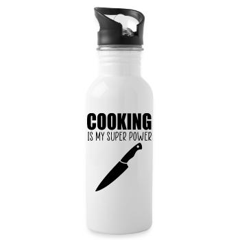 Kochen lustiges Zitat - Trinkflasche mit integriertem Trinkhalm - Weiß - Rechts