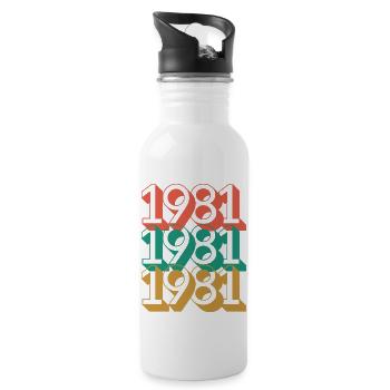 Anniversaire année 1981 / Vintage 1981 - Gourde avec paille intégrée - blanc - Droite