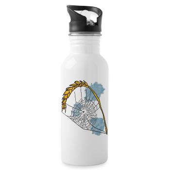 Spinnennetz - Trinkflasche mit integriertem Trinkhalm - Weiß - Rechts