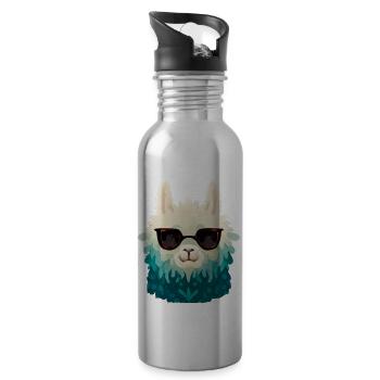 Flamme - Trinkflasche mit integriertem Trinkhalm - Lightsilver - Rechts