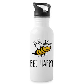 bee happy - Trinkflasche mit integriertem Trinkhalm - Weiß - Rechts