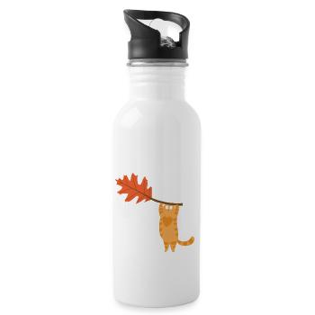 Funny I Had a Great Fall Autumn Cat - lovers cats - Water bottle with straw - white - Right