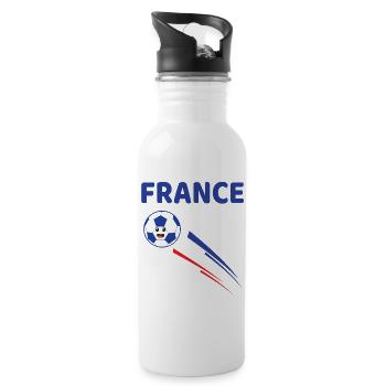 Kawaii Fußball in den Farben Frankreichs - Trinkflasche mit integriertem Trinkhalm - Weiß - Rechts