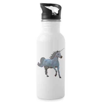 Elron, das Einhorn - Trinkflasche mit integriertem Trinkhalm - Weiß - Rechts