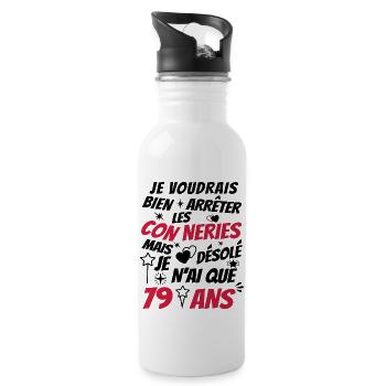 conneries 79 ans / cadeau anniversaire 79 ans - Gourde avec paille intégrée - blanc - Droite