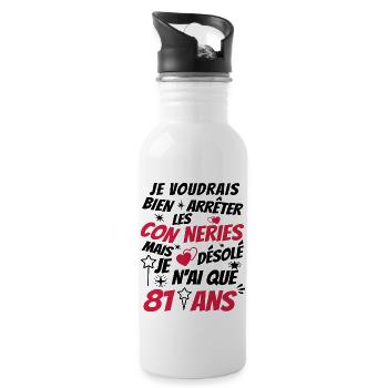 conneries 81 ans / cadeau anniversaire 81 ans - Gourde avec paille intégrée - blanc - Droite