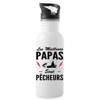 les meilleurs papas sont pêcheurs / papa pêcheur - Gourde avec paille intégrée - blanc - Droite