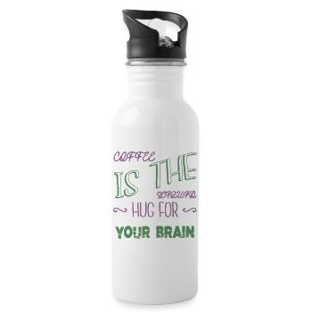 happy coffee sayings coffeebean funny sayings - Water bottle with straw - white - Right