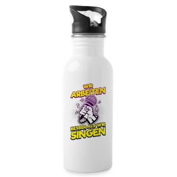 Karaoke Musik Singen Arbeit, Büro Weihnachtsfeiern - Trinkflasche mit integriertem Trinkhalm - Weiß - Rechts