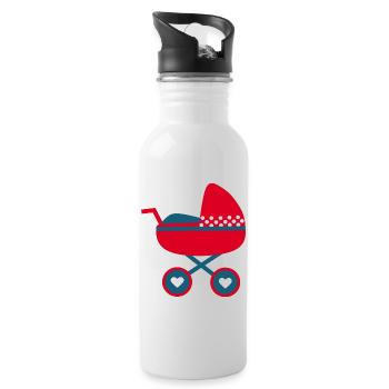 Naissance Bébé 2025 Idée Cadeau - Gourde avec paille intégrée - blanc - Droite