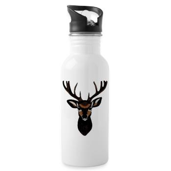 Deer head in autumn Deer antlers Buck Fawn - Water bottle with straw - white - Right